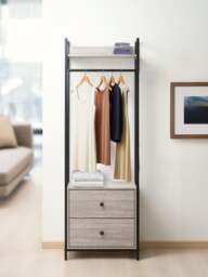 Rackhams Alva Open Wardrobe with 2 Drawers - Grey Oak