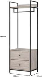 Rackhams Alva Open Wardrobe with 2 Drawers - Grey Oak - thumbnail 2