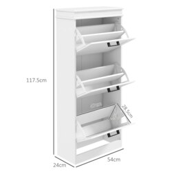 Rackhams Slim Shoe Storage Cabinet with 3 Flip Drawers for Entryway, White - thumbnail 6
