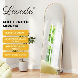 Rackhams 165cm Full Length Free Standing Floor Mirror Arched Decor Golden Frame - thumbnail 2