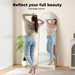 Rackhams 165cm Full Length Free Standing Floor Mirror Arched Decor Golden Frame - thumbnail 4
