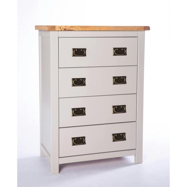 Rackhams Argenta 4 Drawer Chest of Drawers Bras Drop Handle - Light Grey - image 1