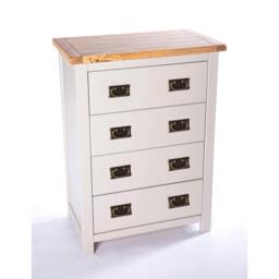 Rackhams Argenta 4 Drawer Chest of Drawers Bras Drop Handle - Light Grey - thumbnail 3