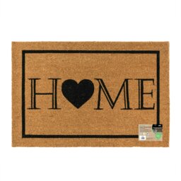 Rackhams Eco-Friendly Latex Backed Coir Entrance Doormat, 60x90cm - Heart Home Welcome - 1 - Brown - thumbnail 1