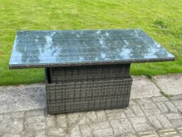 Rackhams 6 Seater Rattan Outdoor Garden Dining Set with Rising Table, Sofa & 2 Footstools - Dark Grey Mixed - thumbnail 4