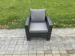 Rackhams 6 Seater Rattan Outdoor Garden Dining Set with Rising Table, Sofa & 2 Footstools - Dark Grey Mixed - thumbnail 5