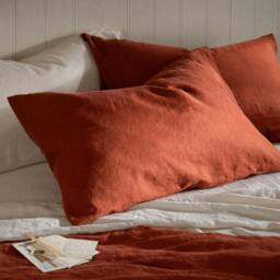 Rackhams Burnt Orange French Linen Duvet Cover - Double - thumbnail 3