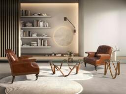 Rackhams Round Tempered Glass and Walnut Round Coffee Table 2124 - thumbnail 4