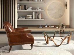 Rackhams Round Tempered Glass and Walnut Round Coffee Table 2124 - thumbnail 3
