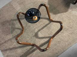 Rackhams Round Tempered Glass and Walnut Round Coffee Table 2124 - thumbnail 5