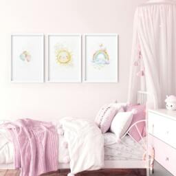 Rackhams Nursery Rainbow Decor - Set of 3 wall art prints - 12 x 16 inches / 30.5 x 40.65 cm - Polyester Canvas 260 gsm - Canvas wrapped - thumbnail 5