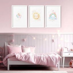 Rackhams Nursery Rainbow Decor - Set of 3 wall art prints - 12 x 16 inches / 30.5 x 40.65 cm - Polyester Canvas 260 gsm - Canvas wrapped - thumbnail 6