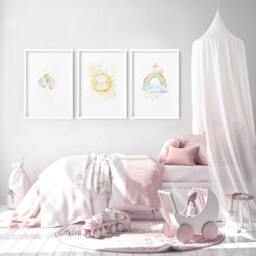 Rackhams Nursery Rainbow Decor - Set of 3 wall art prints - 12 x 16 inches / 30.5 x 40.65 cm - Polyester Canvas 260 gsm - Canvas wrapped - thumbnail 3