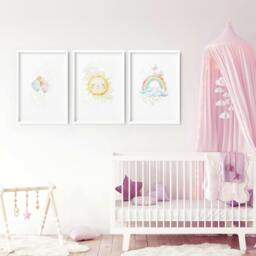 Rackhams Nursery Rainbow Decor - Set of 3 wall art prints - 12 x 16 inches / 30.5 x 40.65 cm - Polyester Canvas 260 gsm - Canvas wrapped - thumbnail 4