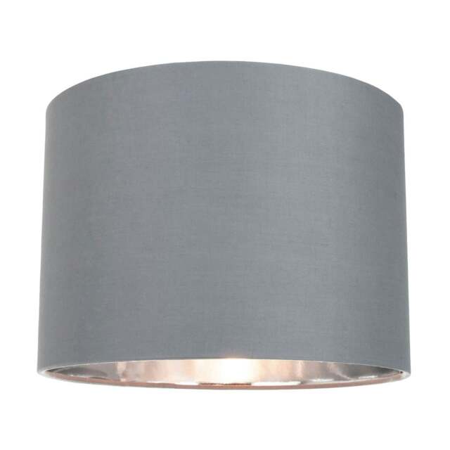 "Rackhams Contemporary Grey Cotton 12"" Table/Pendant Lamp Shade with Shiny Silver Inner" - image 1