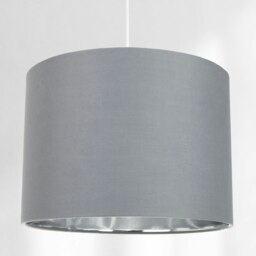 "Rackhams Contemporary Grey Cotton 12"" Table/Pendant Lamp Shade with Shiny Silver Inner" - thumbnail 6