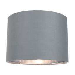 "Rackhams Contemporary Grey Cotton 12"" Table/Pendant Lamp Shade with Shiny Silver Inner" - thumbnail 1