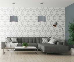 "Rackhams Contemporary Grey Cotton 12"" Table/Pendant Lamp Shade with Shiny Silver Inner" - thumbnail 4