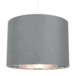 "Rackhams Contemporary Grey Cotton 12"" Table/Pendant Lamp Shade with Shiny Silver Inner" - thumbnail 5