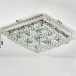 Rackhams 96w LED Ceiling Light 70 x 70 cm Square 3 Tier Crystal Chandelier - Cool White (without remote) - thumbnail 4