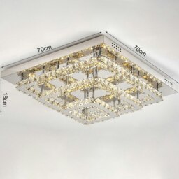 Rackhams 96w LED Ceiling Light 70 x 70 cm Square 3 Tier Crystal Chandelier - Cool White (without remote) - thumbnail 6