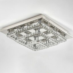 Rackhams 96w LED Ceiling Light 70 x 70 cm Square 3 Tier Crystal Chandelier - Cool White (without remote) - thumbnail 3