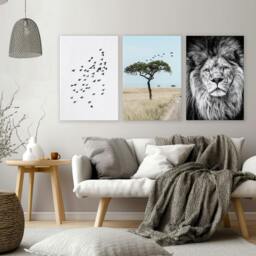 Rackhams Living Room Wall Art Canvas - Set of 3 African Wildlife Wall art Prints - A4 8.27 x 11.69 in / 21 x 29.7 cm - Satin Photo paper 280 gsm - Black Frame - thumbnail 6