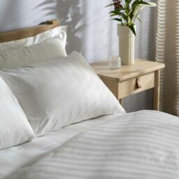 Rackhams White 400 Thread Count Cotton Dobby Stripe Duvet Cover - King - thumbnail 2