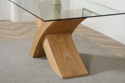 Rackhams Valencia X Shape Glass Dining Table - 160cm Oak - Black - Black - 1 - thumbnail 6
