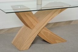 Rackhams Valencia X Shape Glass Dining Table - 160cm Oak - Black - Black - 1 - thumbnail 5