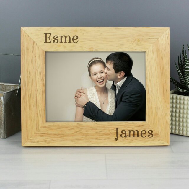 Rackhams Personalised Couples 6x4 Oak Finish Photo Frame - image 1