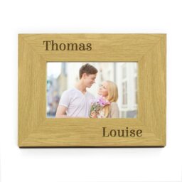 Rackhams Personalised Couples 6x4 Oak Finish Photo Frame - thumbnail 2