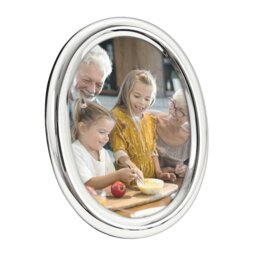 "Rackhams Contemporary Oval Silver Plated Metal 5"" x 7"" Picture Frame with Rounded Border"