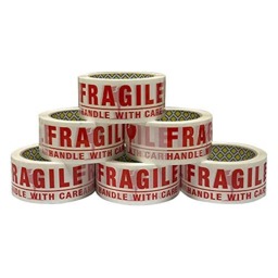 Rackhams - Fragile packing tape Super Strong & Low Noise Fragile Tape for Boxes & packing Heavy Duty Packaging Tape, Tape Pack - 48mm x 66m - Pack of 6 - thumbnail 2