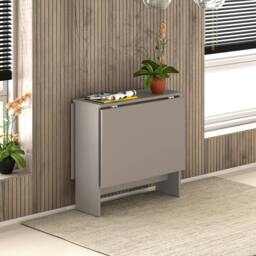 Rackhams Artemio Foldable Table Mocha Grey Rectangular Engineered Wood Folding Table 130(W)x76(D)x73.4(H)cm Kitchen Dining Room - Mocha Grey - thumbnail 5