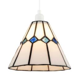 Rackhams White Glass Tiffany Pendant Light Shade with Midnight Blue Diamonds - thumbnail 2