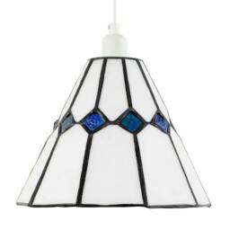 Rackhams White Glass Tiffany Pendant Light Shade with Midnight Blue Diamonds - thumbnail 5