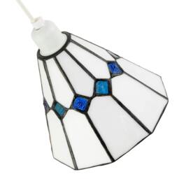 Rackhams White Glass Tiffany Pendant Light Shade with Midnight Blue Diamonds - thumbnail 4