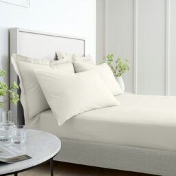 Rackhams 200 Thread Count Cotton Percale Extra Deep Fitted Sheet - Cream - King - thumbnail 3