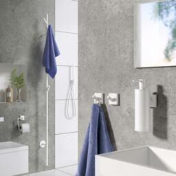 Rackhams Single Matt White Towel Hook (45mm x 45mm) Wall Mounted Bathroom Storage Square Robe Hooks Clothes Hanger Coat Peg - thumbnail 2