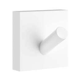 Rackhams Single Matt White Towel Hook (45mm x 45mm) Wall Mounted Bathroom Storage Square Robe Hooks Clothes Hanger Coat Peg
