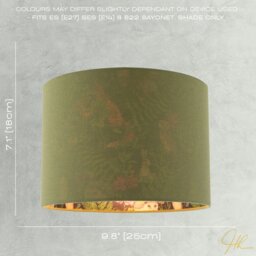 Rackhams Woodland Animals and Forest Drum Lamp Shade with Olive Green Linen - thumbnail 6