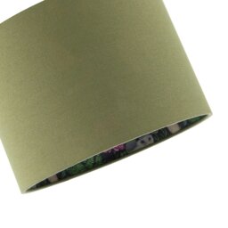 Rackhams Woodland Animals and Forest Drum Lamp Shade with Olive Green Linen - thumbnail 3