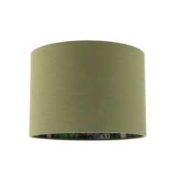 Rackhams Woodland Animals and Forest Drum Lamp Shade with Olive Green Linen