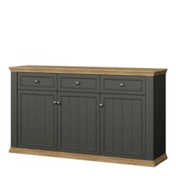 Rackhams Pontypool 3 Drawer & 3 Door Sideboard in Grey and Mauvella Oak - W 169.2 X  H 95.4 X  D 43.5cm - Grey & Mauvella Oak - 1 - thumbnail 4