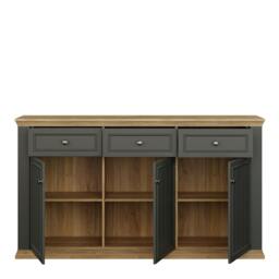 Rackhams Pontypool 3 Drawer & 3 Door Sideboard in Grey and Mauvella Oak - W 169.2 X  H 95.4 X  D 43.5cm - Grey & Mauvella Oak - 1 - thumbnail 6
