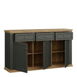 Rackhams Pontypool 3 Drawer & 3 Door Sideboard in Grey and Mauvella Oak - W 169.2 X  H 95.4 X  D 43.5cm - Grey & Mauvella Oak - 1 - thumbnail 5