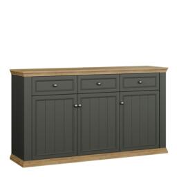 Rackhams Pontypool 3 Drawer & 3 Door Sideboard in Grey and Mauvella Oak - W 169.2 X  H 95.4 X  D 43.5cm - Grey & Mauvella Oak - 1 - thumbnail 2