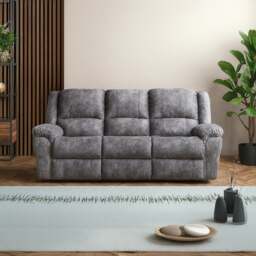 Rackhams Galaxy Plush Velvet Grey Electric Reclining 3 Seater Sofa