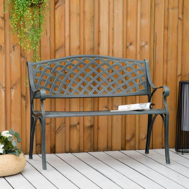 Rackhams Cast Aluminium Garden Bench 2 Seater Antique Park Loveseat, Bronze - image 1